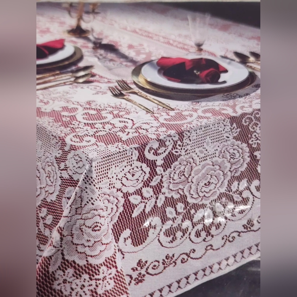 Puritan Lace Tablecloth Roses Covent Garden Ecru 60"x122" Oblong New In Package